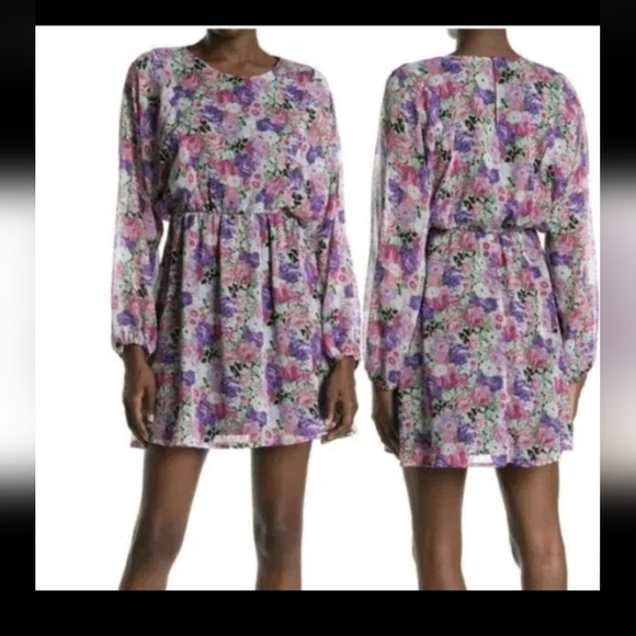 NWT Wayf Floral Dolman Sleeve Elastic Waist Dress Women’s S - Picture 2 of 9